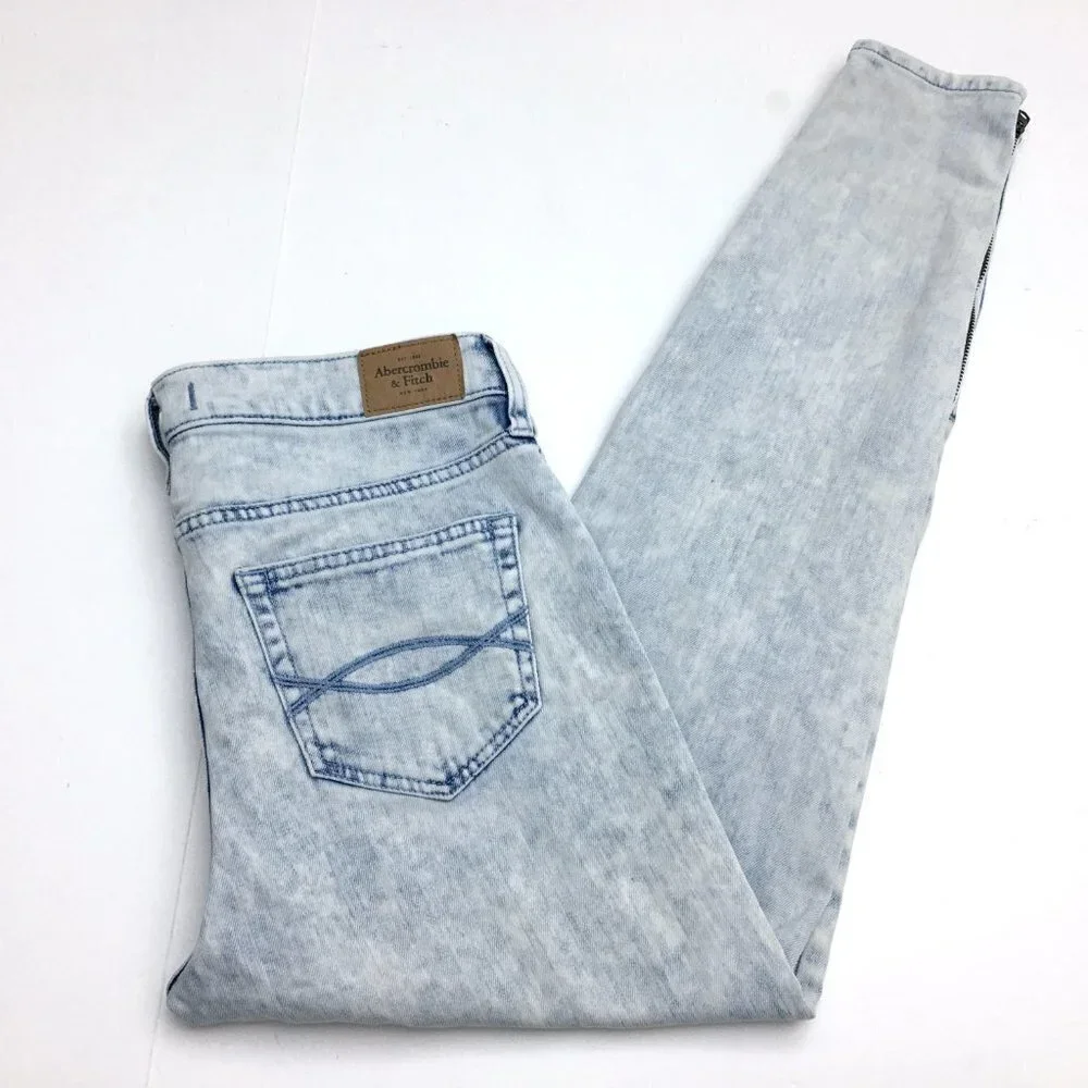 Abercrombie & Fitch Women's Straight Leg Jeans Distressed Light Wash Y2K size 0